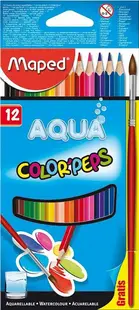 Creioane acuarele Maped Color Peps - 12 culori, cu cadou pensula