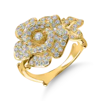 Inel floral din aur galben cu diamante de 0.85ct