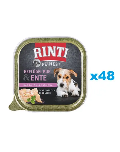 RINTI Feinest Poultry Pure&Duck pasare si rata tavite 48x150 g pentru caini