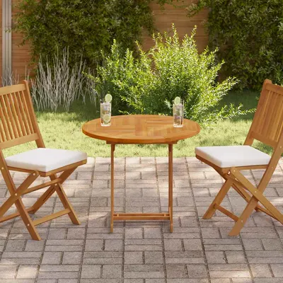 vidaXL Blat de masă rotund, 80 cm, lemn masiv de tec, 2,5 cm