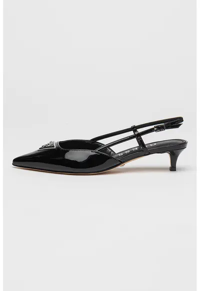 Pantofi din piele ecologica cu toc kitten - Negru