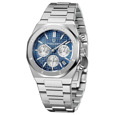 Ceas cronograf bărbați PAGANI DESIGN PD-1707, 40 mm, mecanism Seiko VK63, safir, brățară oțel inoxidabil, stil luxury sport