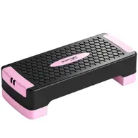 SPORTNOW Step Aerobic Reglabil pe 2 Niveluri cu 2 Benzi de Rezistență, Roz | Aosom Romania