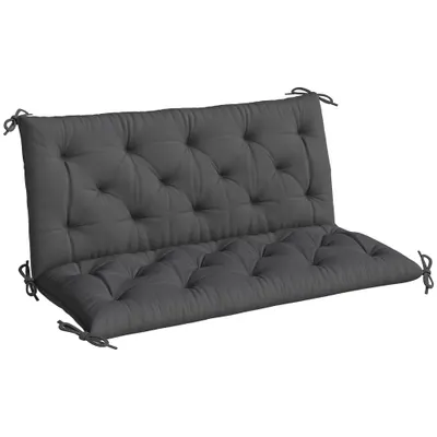 Outsunny Pernă pentru Bancă de Grădină sau pentru Balansoar de Grădină 120x110x12 cm de 2 Locuri cu 6 Șnururi de Fixare Negru | Aosom Romania