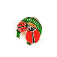 Brosa martisor potcoava verde cu doua buburuze
