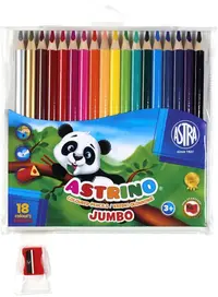 Creioane colorate triunghiulare Astra Astrino - 18 culori + ascuțitoare, asortiment
