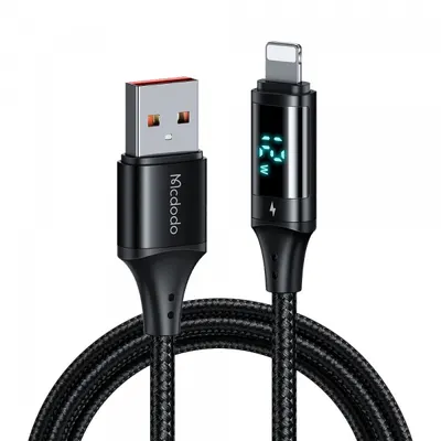 Cablu Date si Incarcare USB-A - Lightning McDodo CA-1060 Display, 12W, 1.2m, Negru