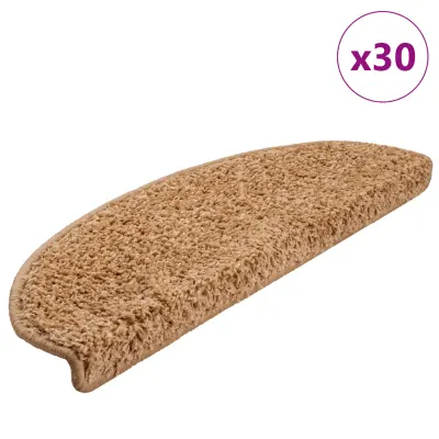 vidaXL Covorașe pentru scări, 30 buc., 65x21x4 cm, bej, semirotunde, mari
