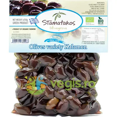 Masline Kalamata Vidate cu Continut Redus de Sare Ecologice/Bio 250g