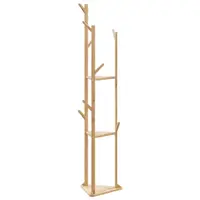 Gossi suport pentru haine cu carlige si rafturi 39x33x166 cm bambus