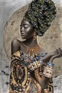 Set pictură după numere MagicArt - Femeie africană cu bijuterii de aur