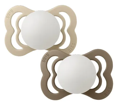 Set de suzete Bibs - Supreme, 0-6 luni, 2 bucăți, Vanilla Glow/Dark Oak Glow