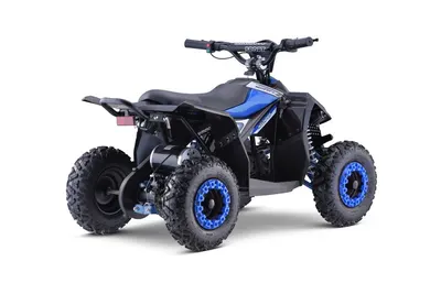 Atv electric pentru copii Hiperfect Blue, cu motor 1000W, baterie de 48V12Ah, viteza 35 kmh, cadrul din metal armat, echipat cu roti pneumatice, suspensii, faruri LED frontale, claxon integrat, pornire cu cheie