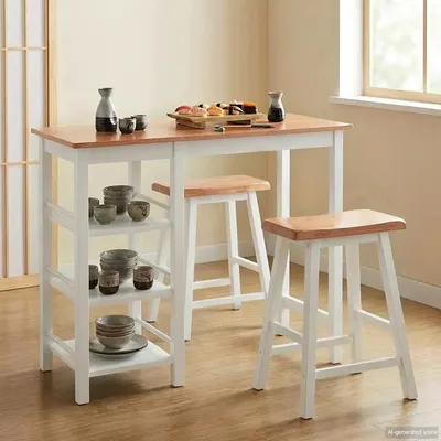 vidaXL Set mobilier de bar, 3 piese, alb, MDF