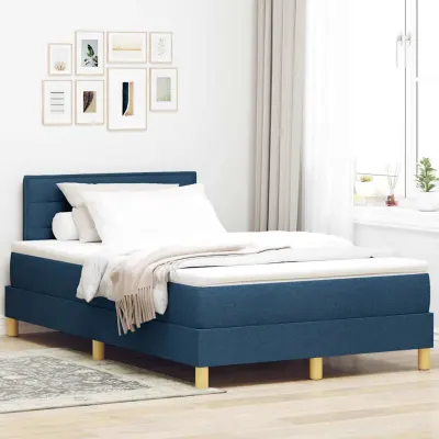 vidaXL Pat cu arcuri cu pernă Manual albastru 120 x 190 cm țesătură