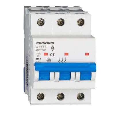 Intreruptor automat modular (MCB) AMPARO 6kA, C 16A, 3-poli