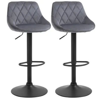 HOMCOM Scaun bar Reglabile in Inaltime cu Spatar, Greutate Suportata 120kg,51.5x48x83-104cm, gri | Aosom Romania
