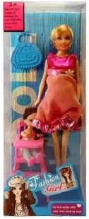 Set de joc Raya Toys - Păpușă însărcinată Fashion Girl, cu fetiță, asortiment