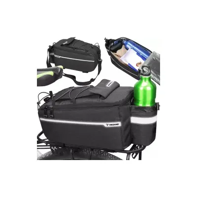 Geanta termica pentru portbagaj bicicleta, benzi reflectorizante, maner transport, poliester/folie aluminiu, negru
