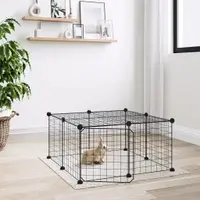 Gossi cusca animale de companie cu usa 12 panouri negru 35x35 cm otel