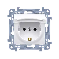 Priza Schuko IP44 cu garnitura de etansare, capac alb 16 A, 250V~, alb, borne cu surub