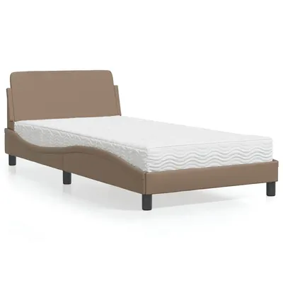 vidaXL Pat cu saltea, Dover, cappuccino, 100x200cm piele ecologică
