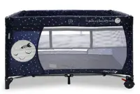 Patut pentru copii Asalvo Smooth Moon cu 2 nivele, pliere compacta, roti cu frana, baza captusita impermeabila, 77x65x125 cm