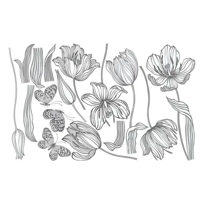 Set autocolante pentru perete Ambiance Bright Tulips