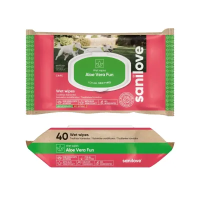 Sanilove Servetele Caini & Pisici Aloe Vera Fun, 40 bucati