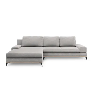Colțar extensibil cu șezlong pe partea stângă Windsor & Co Sofas Planet, gri deschis