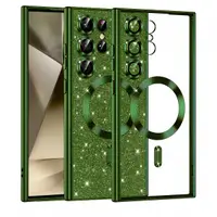 Husa MagSafe pentru Samsung Galaxy S24 Ultra S928, Techsuit, Luxury Glitter, Verde Inchis