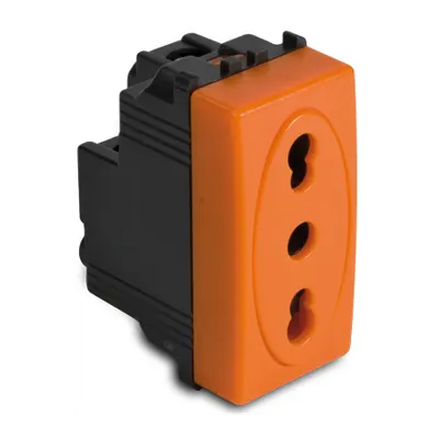 Priza 2P+T 10-16A , 1 modul, portocalie