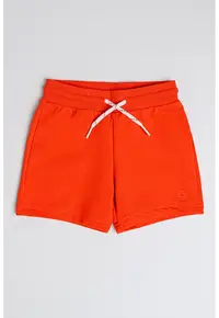 Pantaloni scurti din amestec de bumbac cu snur in talie - Rosu vermillion