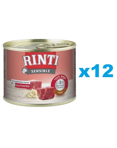 RINTI Sensible 12x185 g hrana umeda caini adulti cu alergii alimentare, vita si orez
