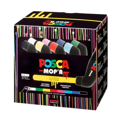Set 8 markere cu varf buretat 3-19mm Posca PCM-22