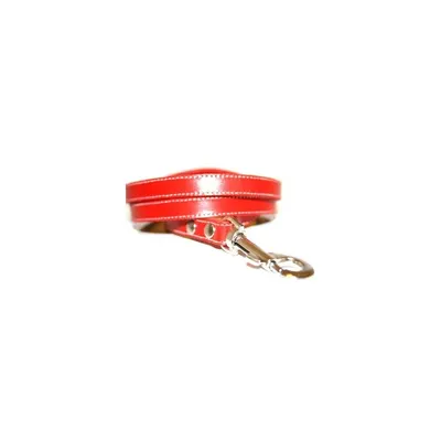 Lesa din piele, rosie, pentru caini de talie medie, lungime 1,2 m, latime 14 mm