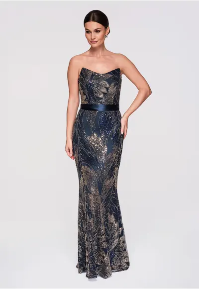 Rochie de seara maxi LA-OM-DLR292 - Albastru inchis