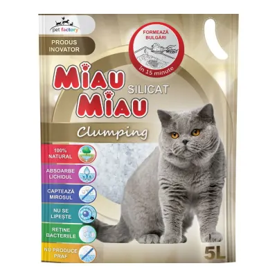 Asternut Pisici MIAU MIAU Silicat Clumping 5L 5l