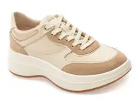 Pantofi sport GEOX bej, D65WTD, din material textil si piele naturala