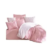 Lenjerie de pat albă-roz din bumbac ranforcé pentru pat de o persoană 140x200 cm Soft Geometry – Mila Home Luxury