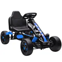 AIYAPLAY Kart cu pedale pentru copii 3-6 ani, max. 50 kg, cu suport pentru pahar și roți EVA antiderapante, albastru | Aosom Romania
