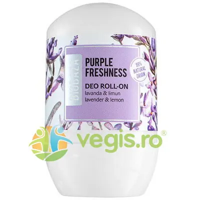 Deodorant Roll-On Natural pentru Femei pe Baza de Piatra de Alaun cu Lavanda si Bergamota Purple Freshness 50ml