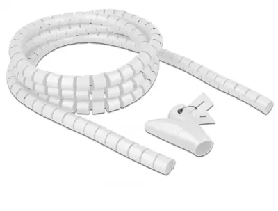 Organizator cabluri spiralat 2.5m x 20mm Alb, Delock 18840