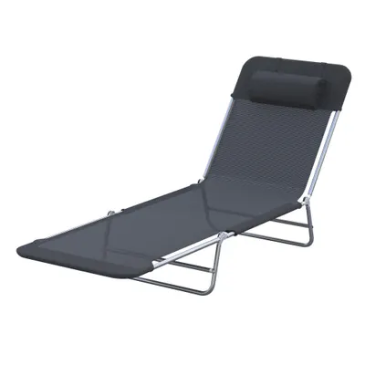 Scaun de plajă pliabil Outsunny cu pernă, negru