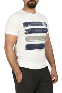 Tricou barbat cu imprimeu grafic, alb (Marime tricou: M)
