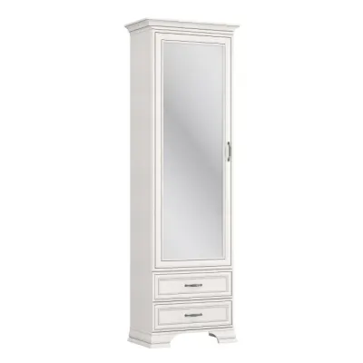 Biblioteca cu oglinda TIFFANY II, 1 usa, 2 sertare, crem fineline, 69x39,9x212,1 cm