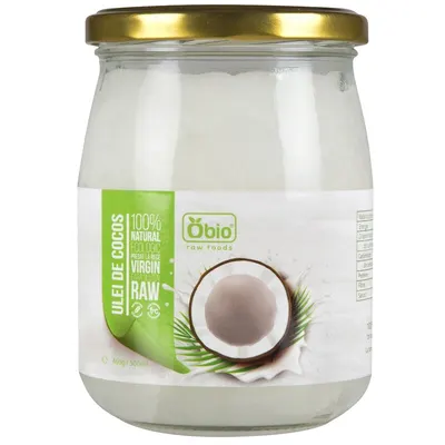 Ulei de cocos extravirgin presat la rece raw bio 460g/500ml Obio