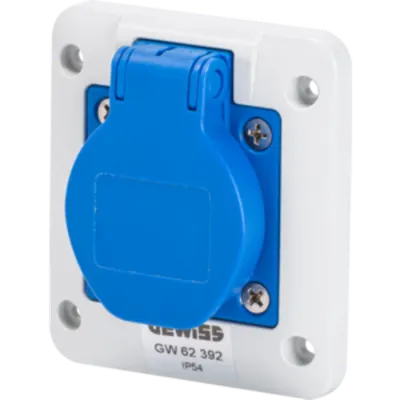 Priza industriala de tablou-incastrat-OUTLET SOCKET - 2P + E 16A 200-250V 50 / 60Hz - 85X75 - BLUE
