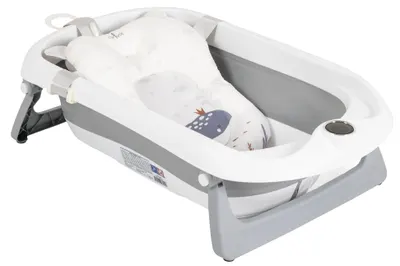 Set pliabil pentru baie pentru bebeluși Cangaroo - Balena, gri