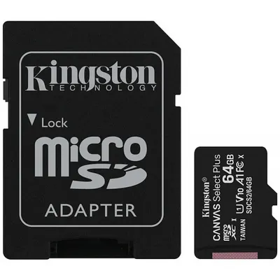 Card Memorie microSDXC Kingston Canvas Select Plus Android A1, 64Gb, Clasa 10 / UHS-1 U1, Cu Adaptor SDCS2/64GB